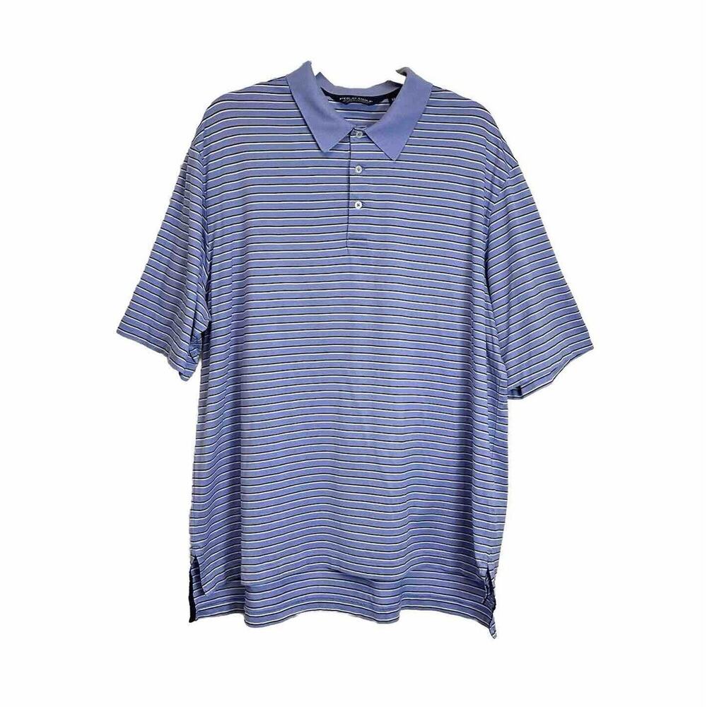 Polo Golf Ralph Lauren Men’s XL Blue Striped Short‎ Sleeve 100% Pima Cotton Soft